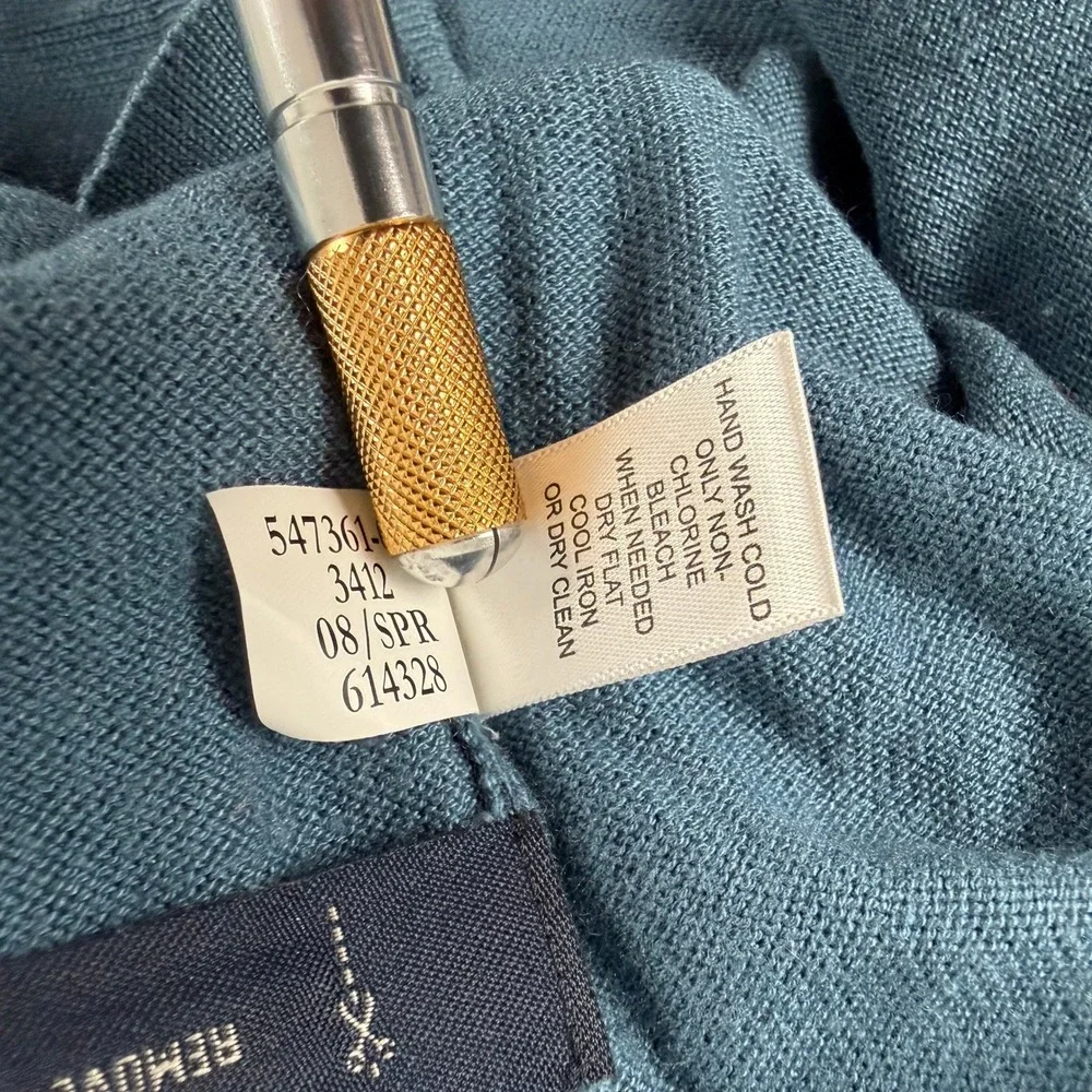 Banana Republic Sweater‎ Mens L Blue Silk Cashmere Mock Neck Button Pullover